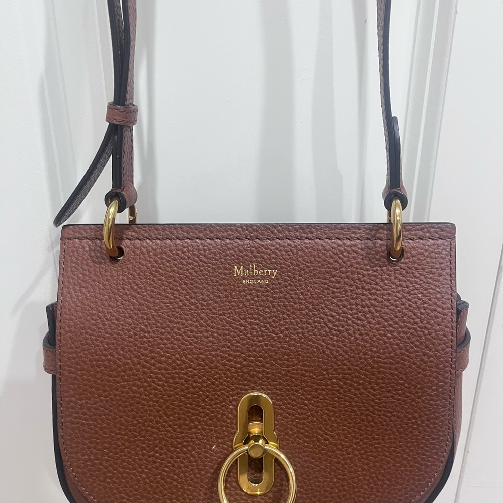 Mulberry Tan Leather Crossbody Bag with Gold Accents
